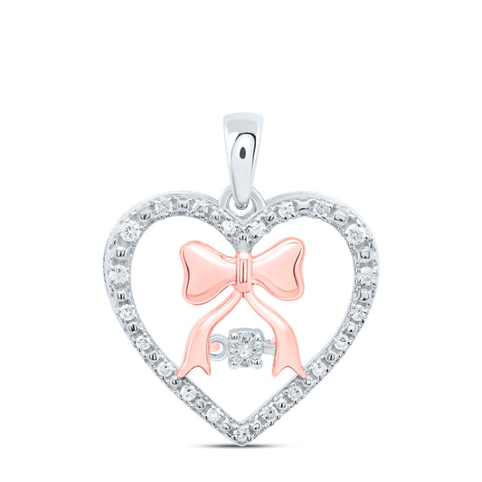Sterling Silver 1/10 Cttw Natural Diamond Heart Pendant
