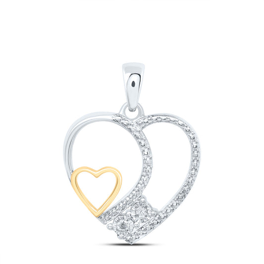 Sterling Silver 0.02 Cttw Natural Diamond Heart Pendant