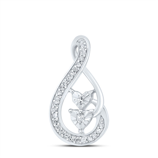 Sterling Silver 1/12 Cttw Natural Diamond Heart Pendant