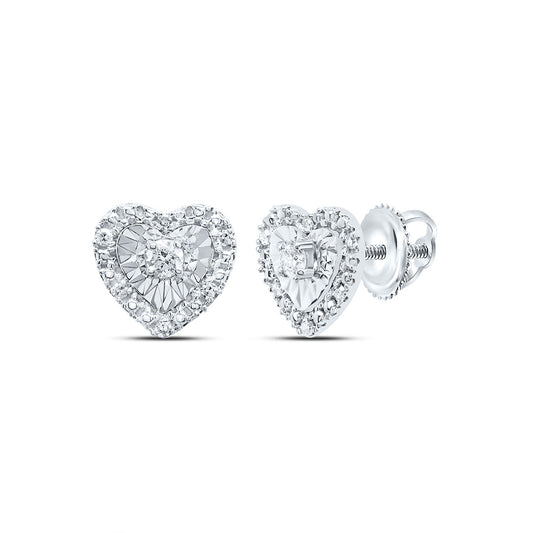 10kt White Gold 1/10 Cttw Natural Diamond Heart Stud Earring