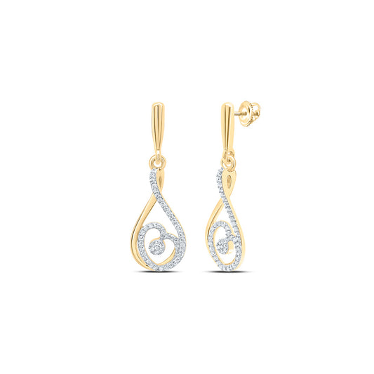 10kt Yellow Gold 1/4 Cttw Natural Diamond Fashion Heart Dangling Earring