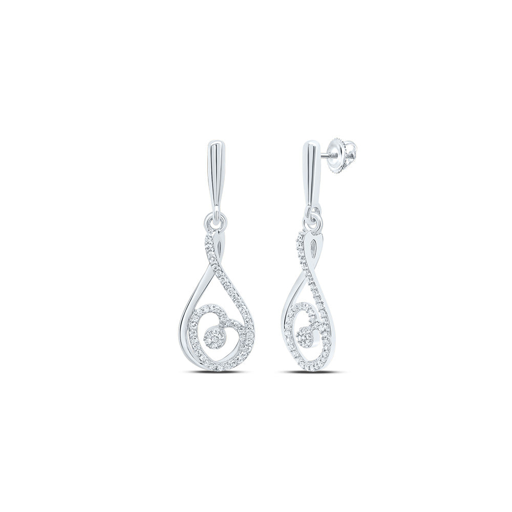 10kt White Gold 1/4 Cttw Natural Diamond Fashion Heart Dangling Earring