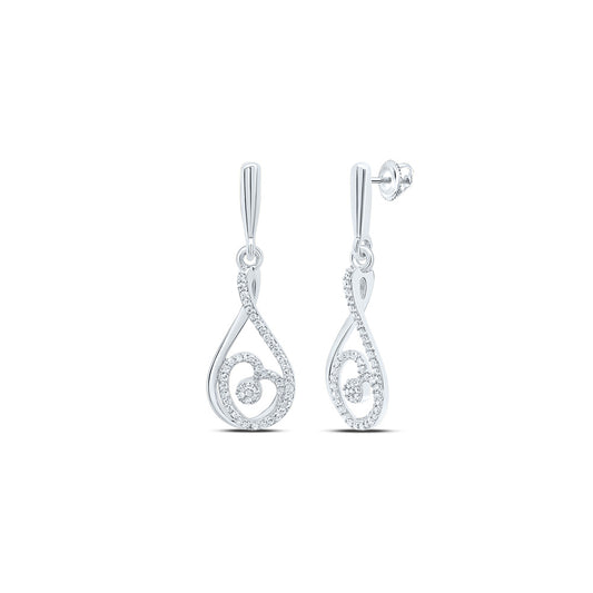 10kt White Gold 1/4 Cttw Natural Diamond Fashion Heart Dangling Earring