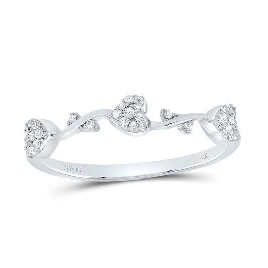 10kt White Gold 1/10 Cttw Natural Diamond Heart Wedding Engagement Anniversary Ring, Women Size: 5-9