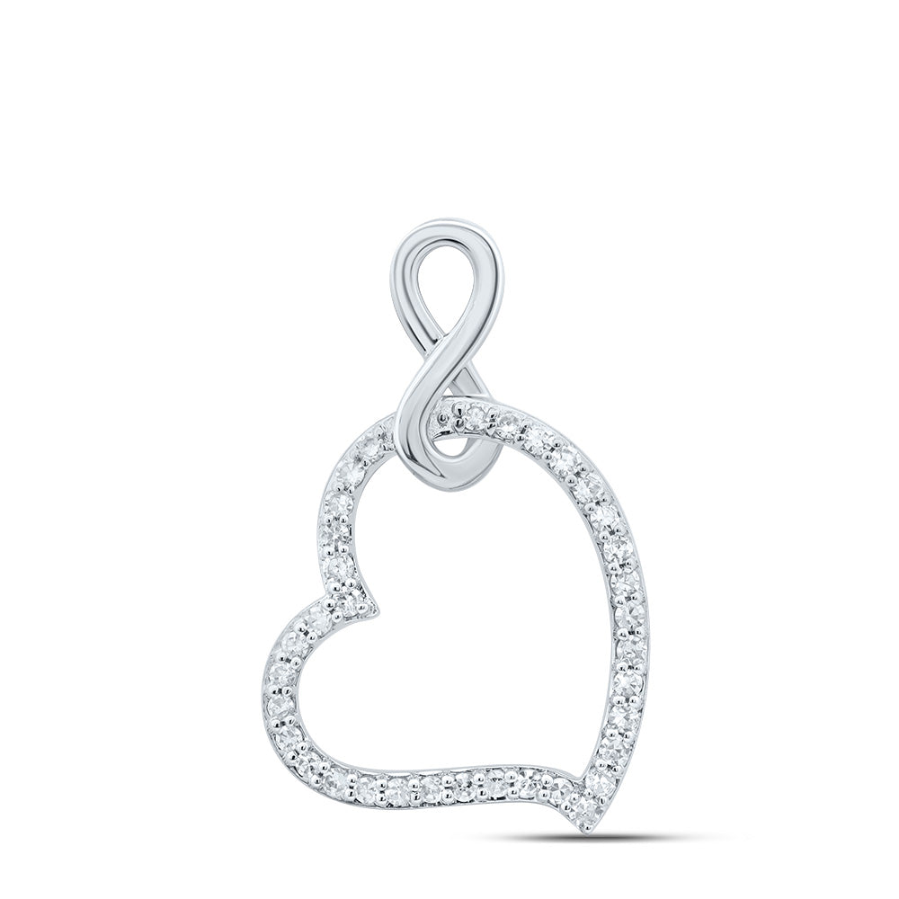 10kt White Gold 1/6 Cttw Natural Diamond Fashion Heart Infinity Pendant