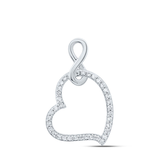 10kt White Gold 1/6 Cttw Natural Diamond Fashion Heart Infinity Pendant