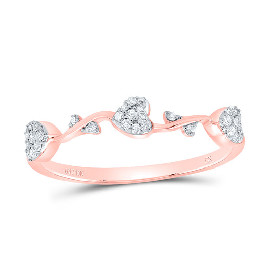 10kt Rose Gold 1/10 Cttw Natural Diamond Heart Wedding Engagement Anniversary Ring, Women Size: 5-9