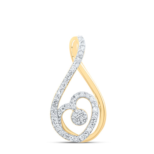 10kt Yellow Gold 1/5 Cttw Natural Diamond Fashion Heart Pendant