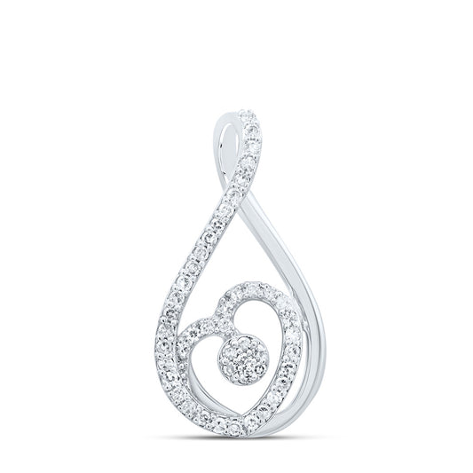 10kt White Gold 1/5 Cttw Natural Diamond Fashion Heart Pendant
