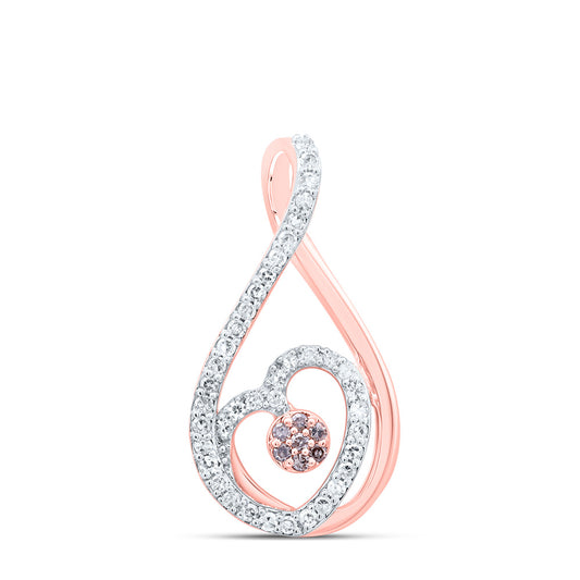 10kt Rose Gold 1/5 Cttw Natural Diamond Cognac Natural Fashion Heart Pendant
