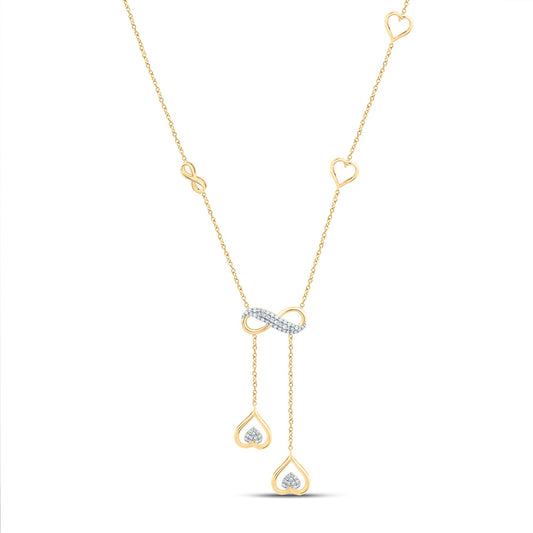 10kt Yellow Gold 1/5 Cttw Natural Diamond Heart Infinity Necklace, Length: 16 Inch