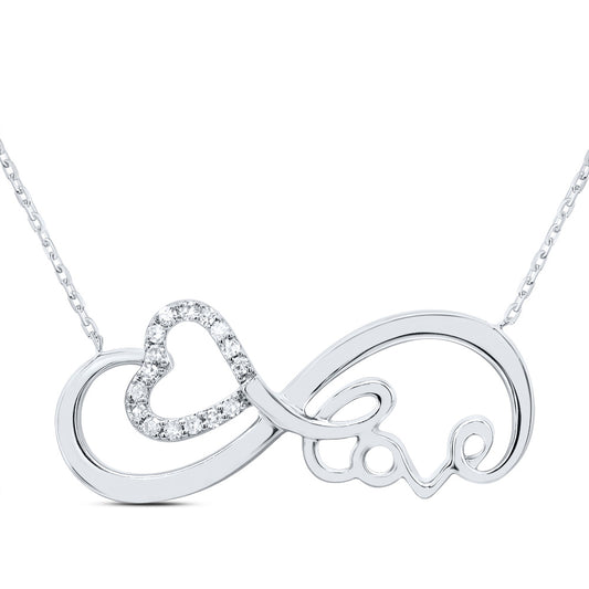 10kt White Gold 1/10 Cttw Natural Diamond Infinity Heart Necklace, Length: 18 Inch