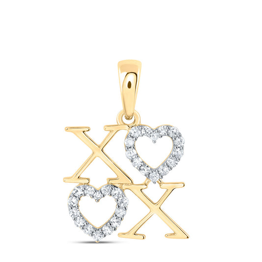 10kt Yellow Gold 1/8 Cttw Natural Diamond Heart Pendant