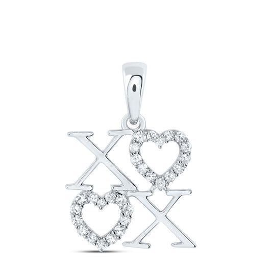 10kt White Gold 1/8 Cttw Natural Diamond Heart Pendant