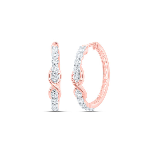 10kt Rose Gold 5/8 Cttw Natural Diamond Fashion Infinity Hoop Earring