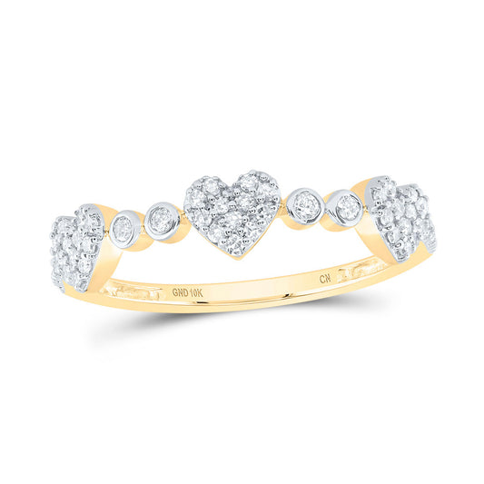 10kt Yellow Gold 1/5 Cttw Natural Diamond Heart Wedding Engagement Anniversary Band, Women Size: 5-9