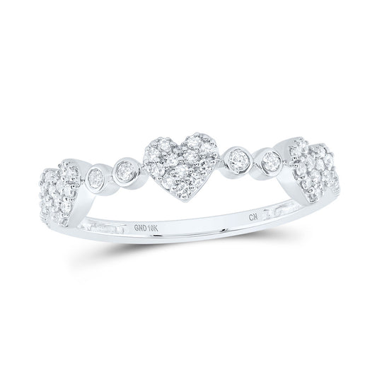 10kt White Gold 1/5 Cttw Natural Diamond Heart Wedding Engagement Anniversary Band, Women Size: 5-9