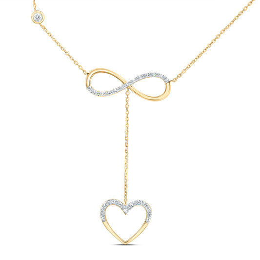 14kt Yellow Gold 1/10 Cttw Natural Diamond Heart Necklace, Length: 18 Inch