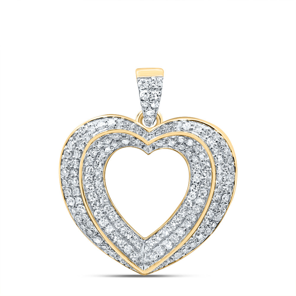 10kt Yellow Gold 3/8 Cttw Natural Diamond Fashion Heart Pendant