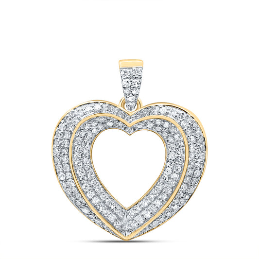 10kt Yellow Gold 3/8 Cttw Natural Diamond Fashion Heart Pendant
