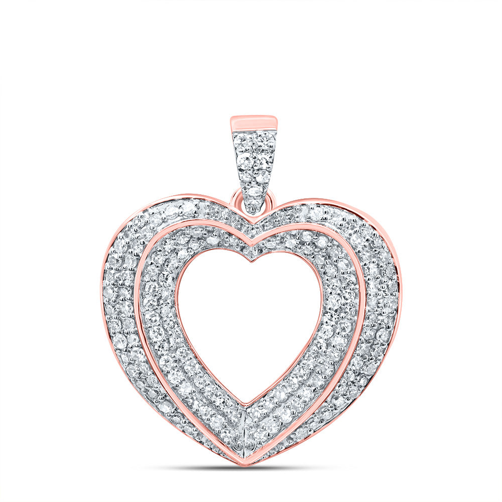 10kt Rose Gold 3/8 Cttw Natural Diamond Fashion Heart Pendant