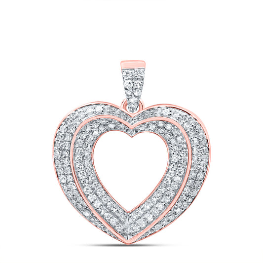 10kt Rose Gold 3/8 Cttw Natural Diamond Fashion Heart Pendant