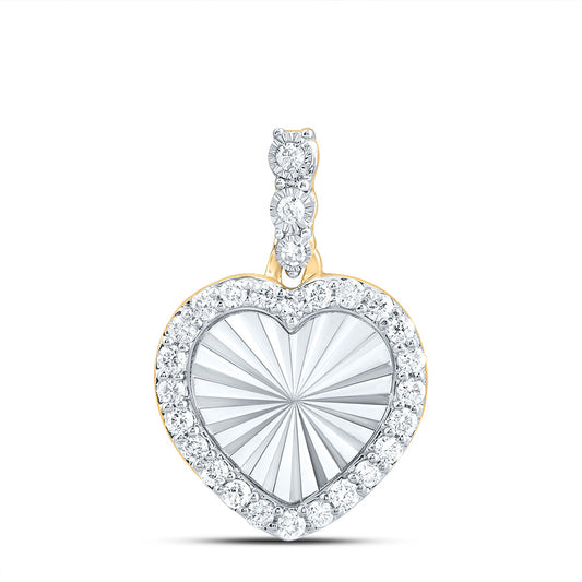 10kt Yellow Gold 1/6 Cttw Natural Diamond Heart Pendant