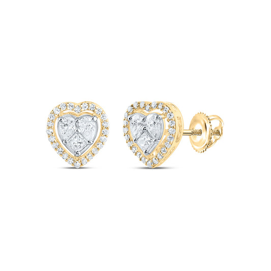 14kt Yellow Gold 1/3 Cttw Natural Diamond Fashion Heart Stud Earring