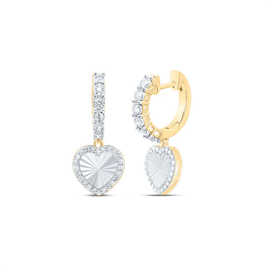 10kt Yellow Gold 1/2 Cttw Natural Diamond Fashion Heart Dangling Earring