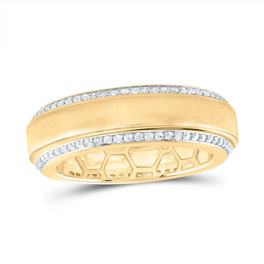 14kt Yellow Gold 3/4 Cttw Natural Diamond Mens Band, Men Size: 8-12