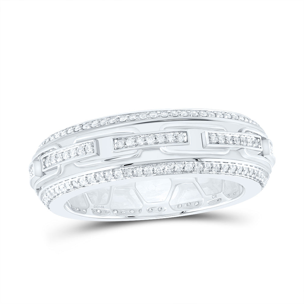 14kt White Gold 5/8 Cttw Natural Diamond Mens Band, Men Size: 8-12