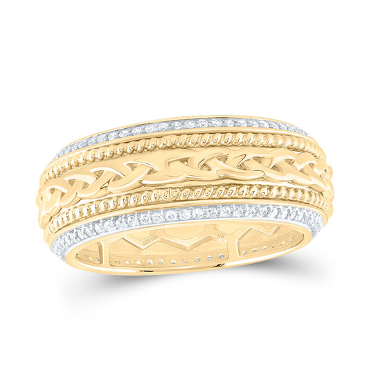 14kt Yellow Gold 5/8 Cttw Natural Diamond Mens Band, Men Size: 8-12