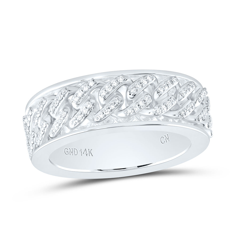 14kt White Gold 1/2 Cttw Natural Diamond Mens Band, Men Size: 8-12
