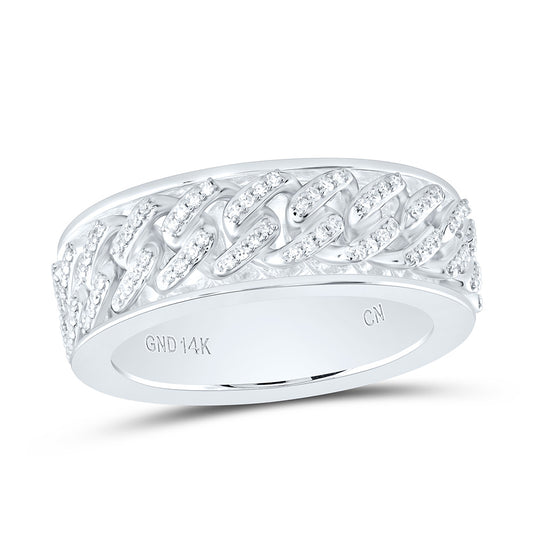 14kt White Gold 1/2 Cttw Natural Diamond Mens Band, Men Size: 8-12