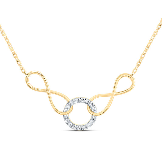 10kt Yellow Gold 1/12 Cttw Natural Diamond Infinity Necklace, Length: 18 Inch