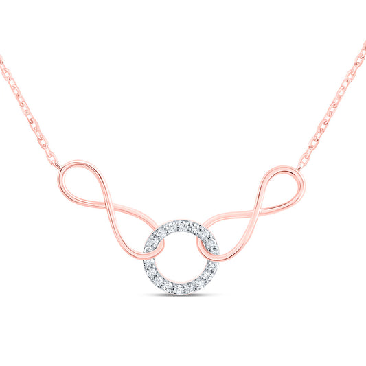 10kt Rose Gold 1/12 Cttw Natural Diamond Infinity Necklace, Length: 18 Inch