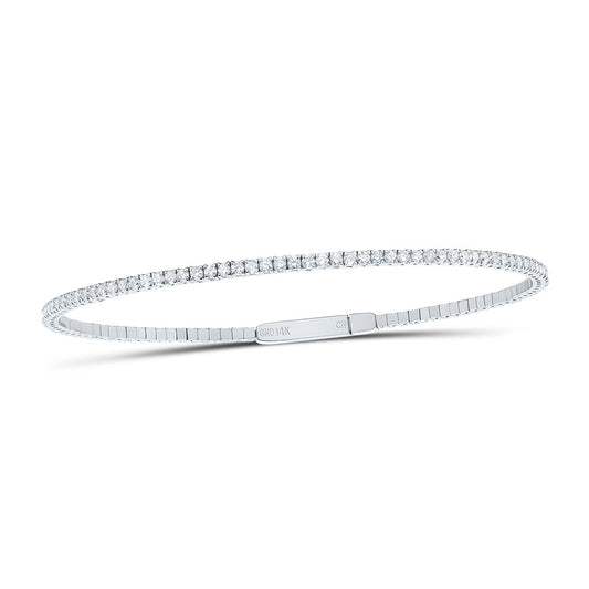 14kt White Gold 1 3/4 Cttw Natural Diamond Fashion Tennis Bangle