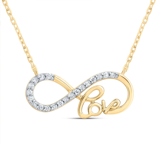 10kt Yellow Gold 1/12 Cttw Natural Diamond Infinity Love Necklace, Length: 18 Inch