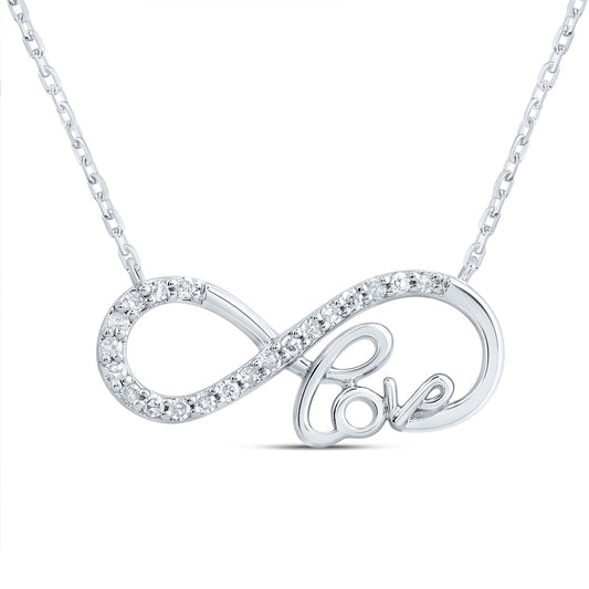 10kt White Gold 1/12 Cttw Natural Diamond Infinity Love Necklace, Length: 18 Inch