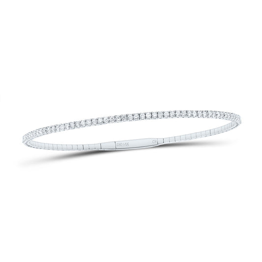 14kt White Gold 7/8 Cttw Natural Diamond Fashion Tennis Bangle