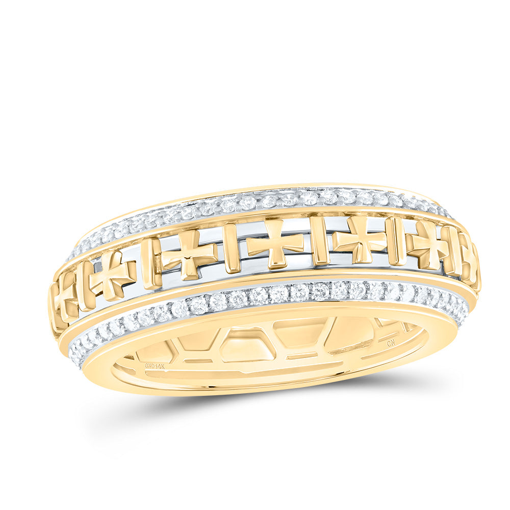 14kt Yellow Gold 3/4 Cttw Natural Diamond Mens Band, Men Size: 8-12