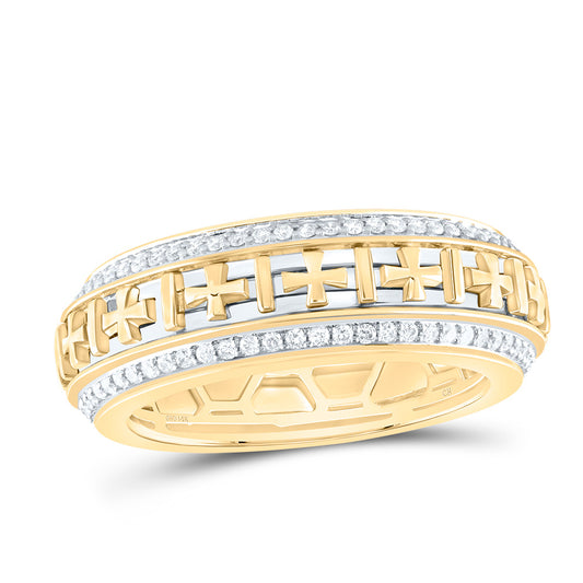 14kt Yellow Gold 3/4 Cttw Natural Diamond Mens Band, Men Size: 8-12