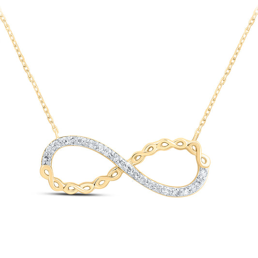 10kt Yellow Gold 1/10 Cttw Natural Diamond Infinity Necklace, Length: 18 Inch