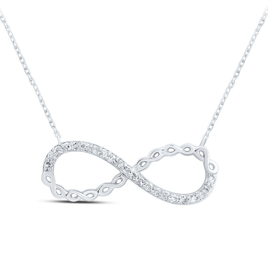 10kt White Gold 1/10 Cttw Natural Diamond Infinity Necklace, Length: 18 Inch