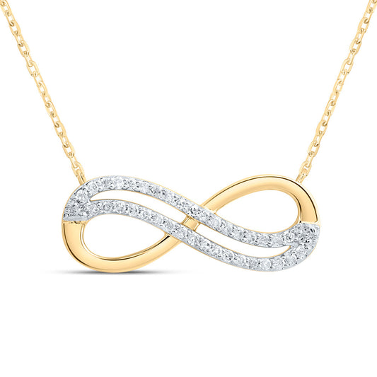 10kt Yellow Gold 1/10 Cttw Natural Diamond Infinity Necklace, Length: 18 Inch