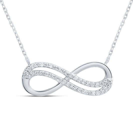 10kt White Gold 1/10 Cttw Natural Diamond Infinity Necklace, Length: 18 Inch