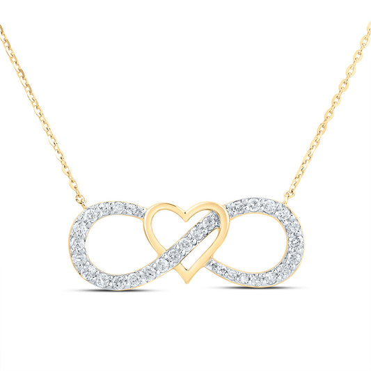 10kt Yellow Gold 1/4 Cttw Natural Diamond Infinity Heart Necklace, Length: 18 Inch