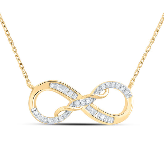 10kt Yellow Gold 1/10 Cttw Natural Diamond Infinity Necklace, Length: 18 Inch