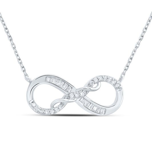 10kt White Gold 1/10 Cttw Natural Diamond Infinity Necklace, Length: 18 Inch