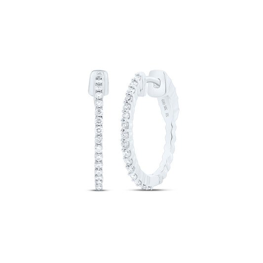 10kt White Gold 3/8 Cttw Natural Diamond Fashion Hoop Earring